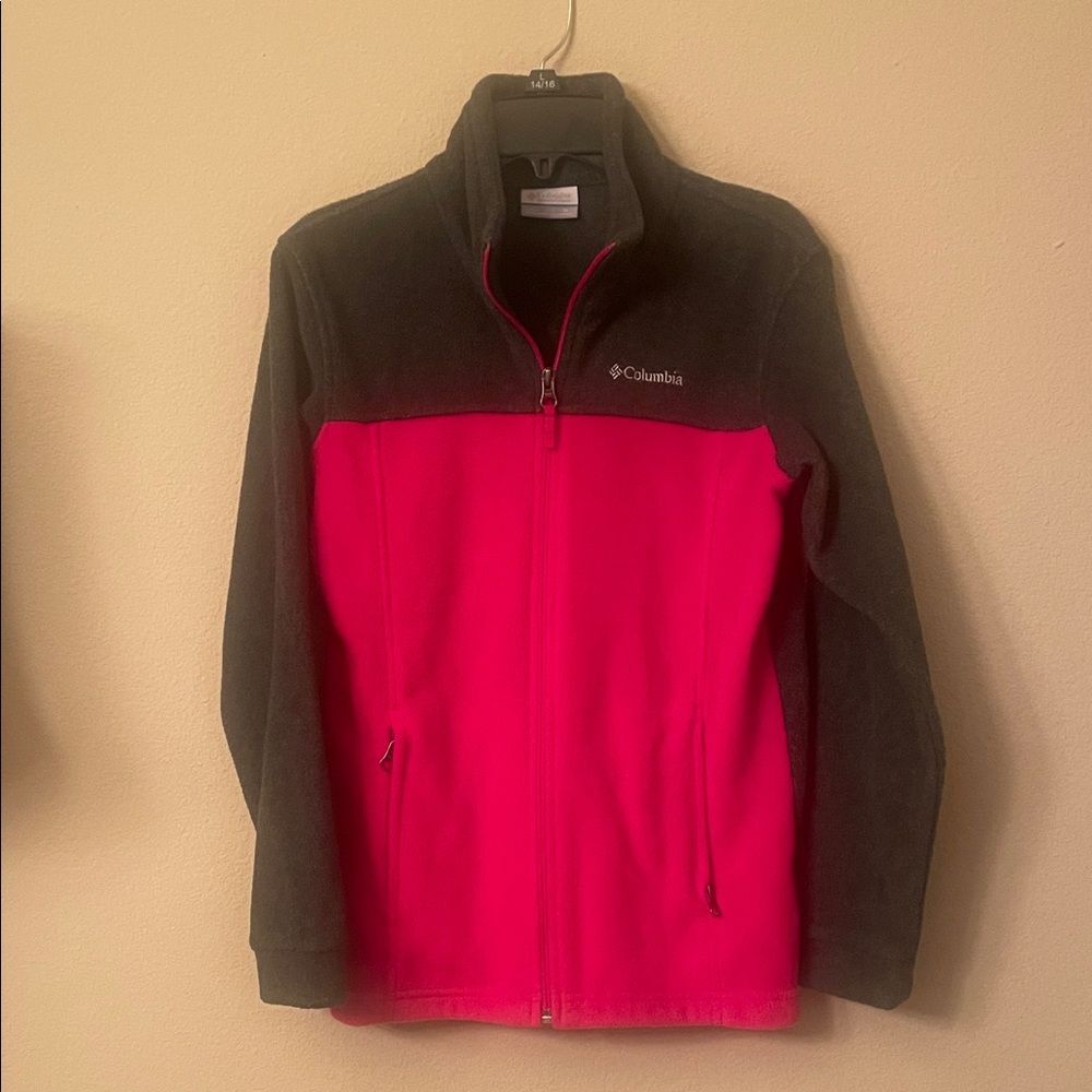 Columbia Kids' Red and Gray fleece jacket youth medium